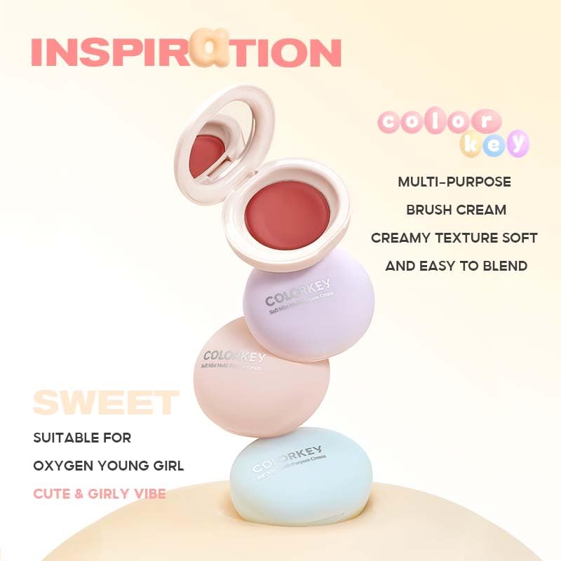COLORKEY Soft Mist Multi-Purpose Cream | Lips & Cheeks | Eyes | Creamy | Moisturizing | Blendable Color (01 ROSY, 2.5g)