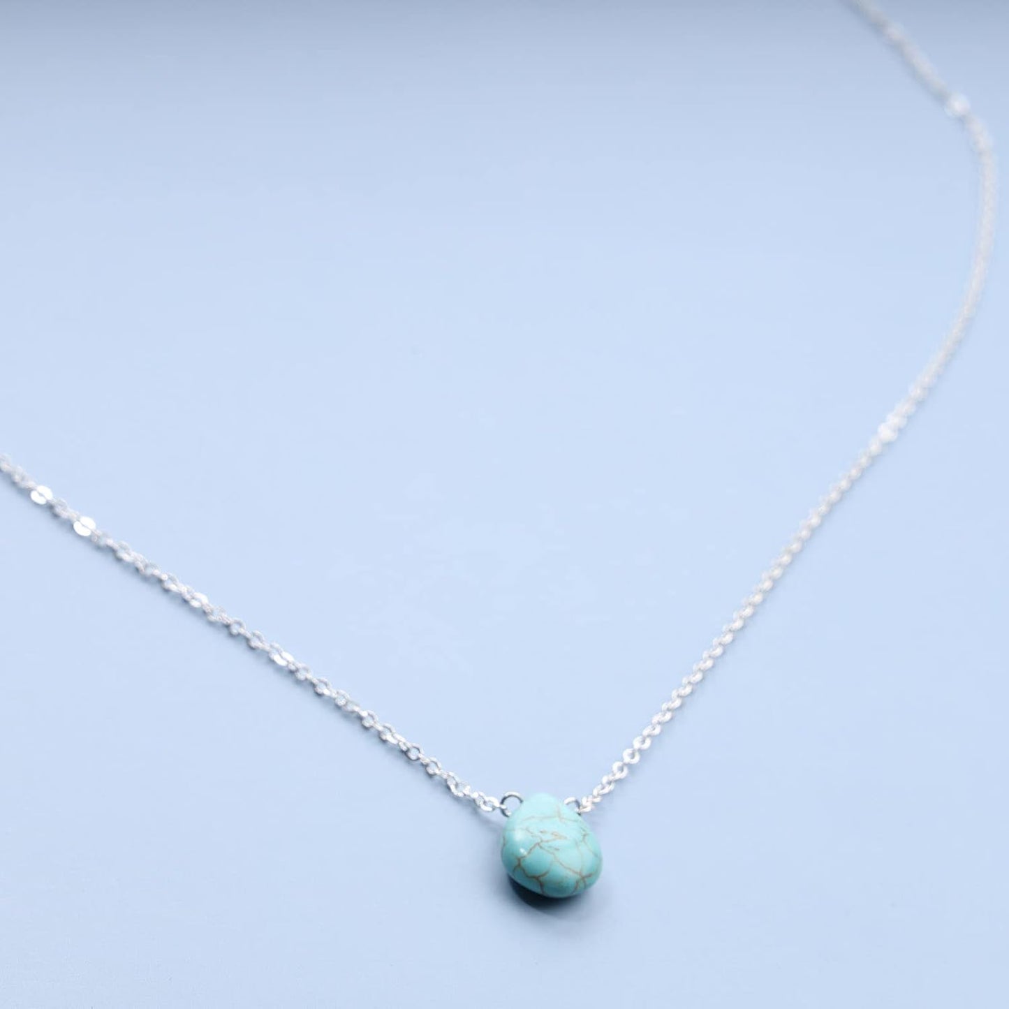 Boho Long Turquoise Necklace Silver Teardrop Turquoise Necklace Blue Turquoise Pendant Necklace Vintage Long Pendant Chain Necklaces Jewelry for Women and Girls