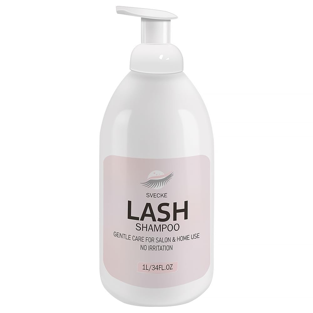 Lash Shampoo 34fl.oz/1L, Eyelash Shampoo for Lash Extension, Eyelash Extension Cleanser, Lash Eyelid Foam Cleaning Kit for Salon Use and Home Use