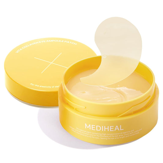 Mediheal Vita Collagen Under Eye Patches for - Korean Hydrogel Eye Pads (60 patches) with 7 Vitamin & 5 Micro Collagen. Moisturizng & Non Irritating Eye Gel Mask. Sealing Cap Included.