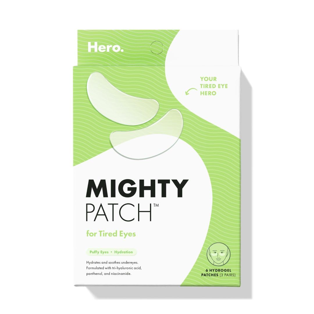 Hero Cosmetics Mighty Patchโข for Tired Eyes Patches - Soothing Hydrogel Patches - Awakens and Visibly De-puffs Undereyes with Multiple Applications (6 Count)