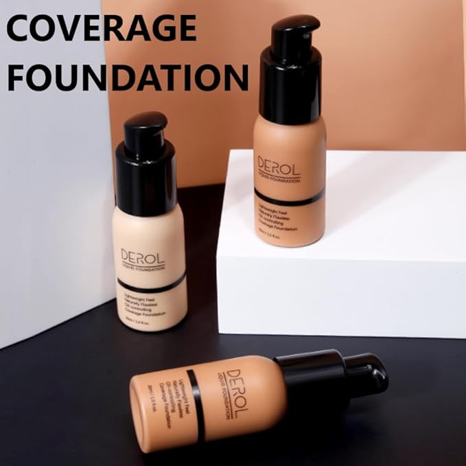 Foundation Full Coverage Liquid Foundation Cream - Lightweight Concealer - Suitable for All Skin Types (cappuccino 05)