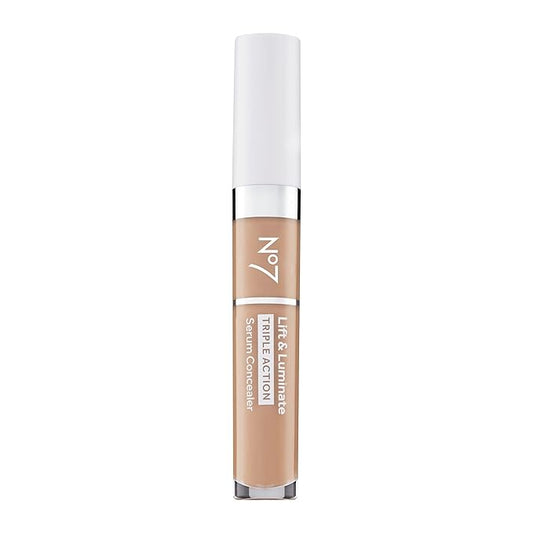 No7 Lift & Luminate Triple Action Serum Concealer - Medium - Anti Aging Liquid Concealer Makeup for Blemishes & Dark Circles - Medium to Full Coverage Concealer for Face (8ml)