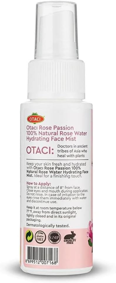 OTACI Rose Passion Face Mist Spray โ 100% Natural Rose Water Hydrating Mist for Glowing, Refreshed Skin โ Travel Size 50ml โ Vegan, Alcohol-Free, for All Skin Types