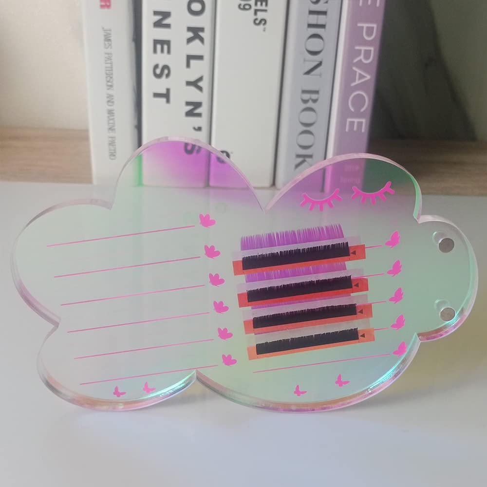 Grafting False Eyelash Acrylic Extension Pallet, Eyelash Extension Tweezers Plate Pad Makeup Palette Individual Training Tools Dazzling (Cloud-shaped A (5.51x3.94in))