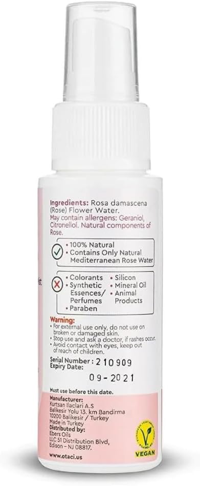 OTACI Rose Passion Face Mist Spray โ 100% Natural Rose Water Hydrating Mist for Glowing, Refreshed Skin โ Travel Size 50ml โ Vegan, Alcohol-Free, for All Skin Types