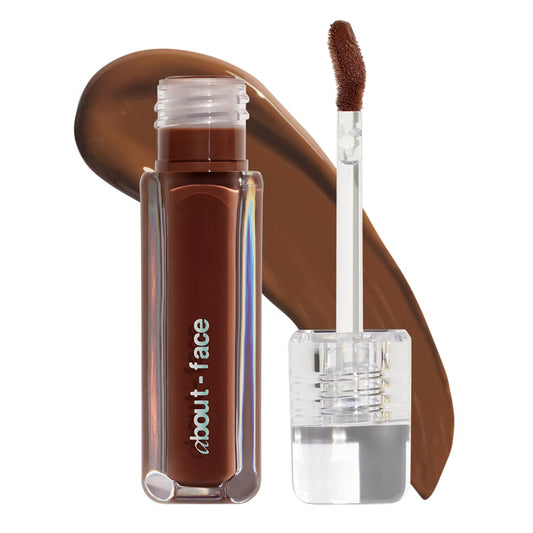 about-face Light Lock Lip Gloss Dare To Bare – Non-Sticky, High-Shine Lip Oil Gloss with Coconut Oil, Peppermint & Lavender – Vegan, Cruelty-Free, Clean Beauty – 0.21 oz (Caramel)
