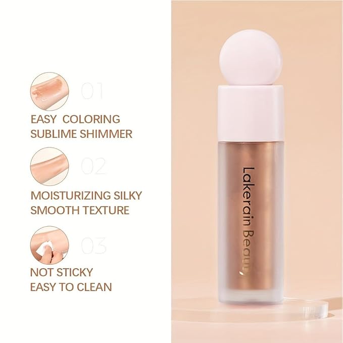 GECOMO Liquid Contour Beauty Wand Face Highlighter Bronzer Makeup Stick, Dewy Finish, Moisturizing Silky Smooth Texture 0.25 Oz/ 7.5ml - 02 STARLIGHT