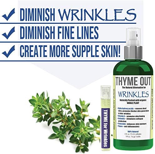 All Natural Anti-Wrinkle Face Mist Spray with Thyme, Bakuchiol, AHA, Beta Carotene and Potassium - Fights Wrinkles, Fine Lines, Inflammation, and Dryness While Boosting Collagen (4 oz)