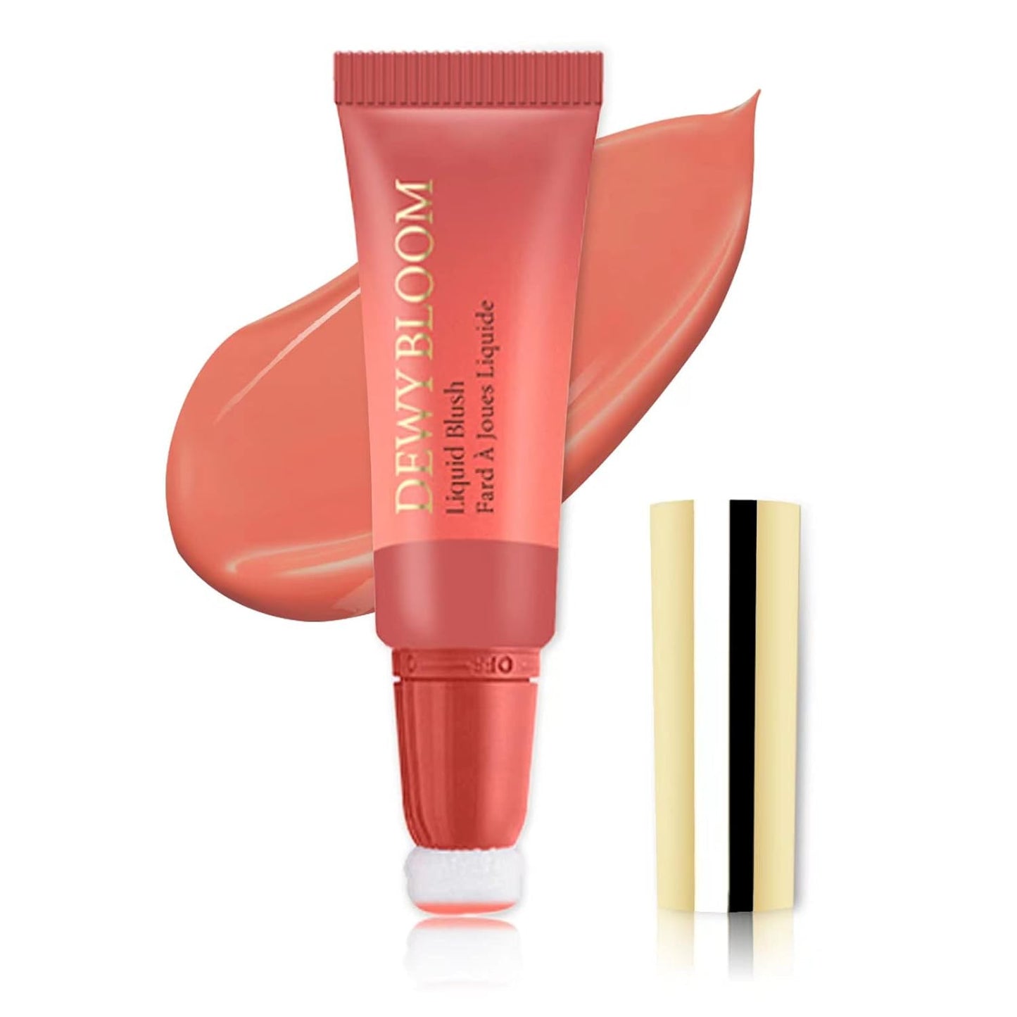 Blush Beauty Wand, Liquid Face Blush Contour Wand with Cushion Applicator, Smooth Cream Blush Wand Natural Matte Finish, Lightweight Blendable Blush Stick Makeup for Cheek,102 Coral