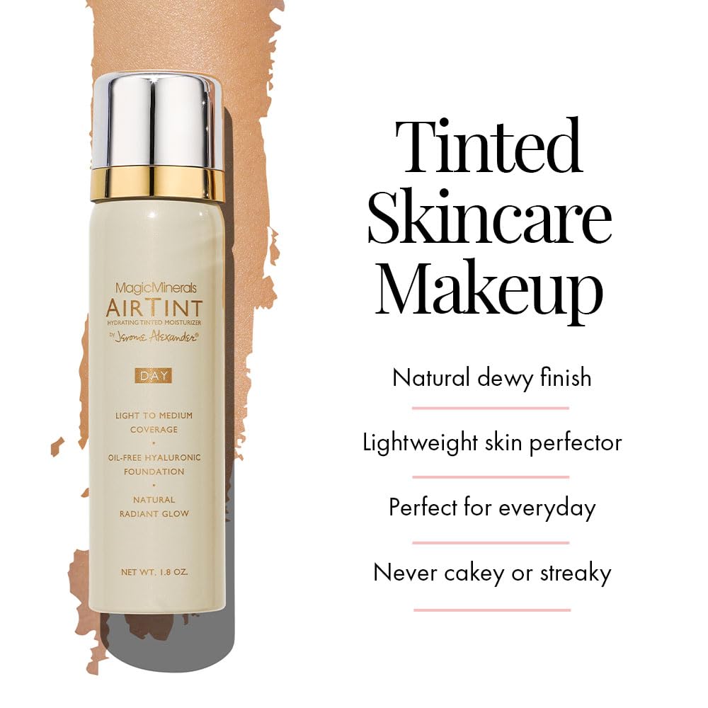 Jerome Alexander MagicMinerals AirTint Tinted Moisturizer AirBrush Spray Light | Tinted Moisturizer Spray with Anti-Aging Ingredients | Medium |2PC