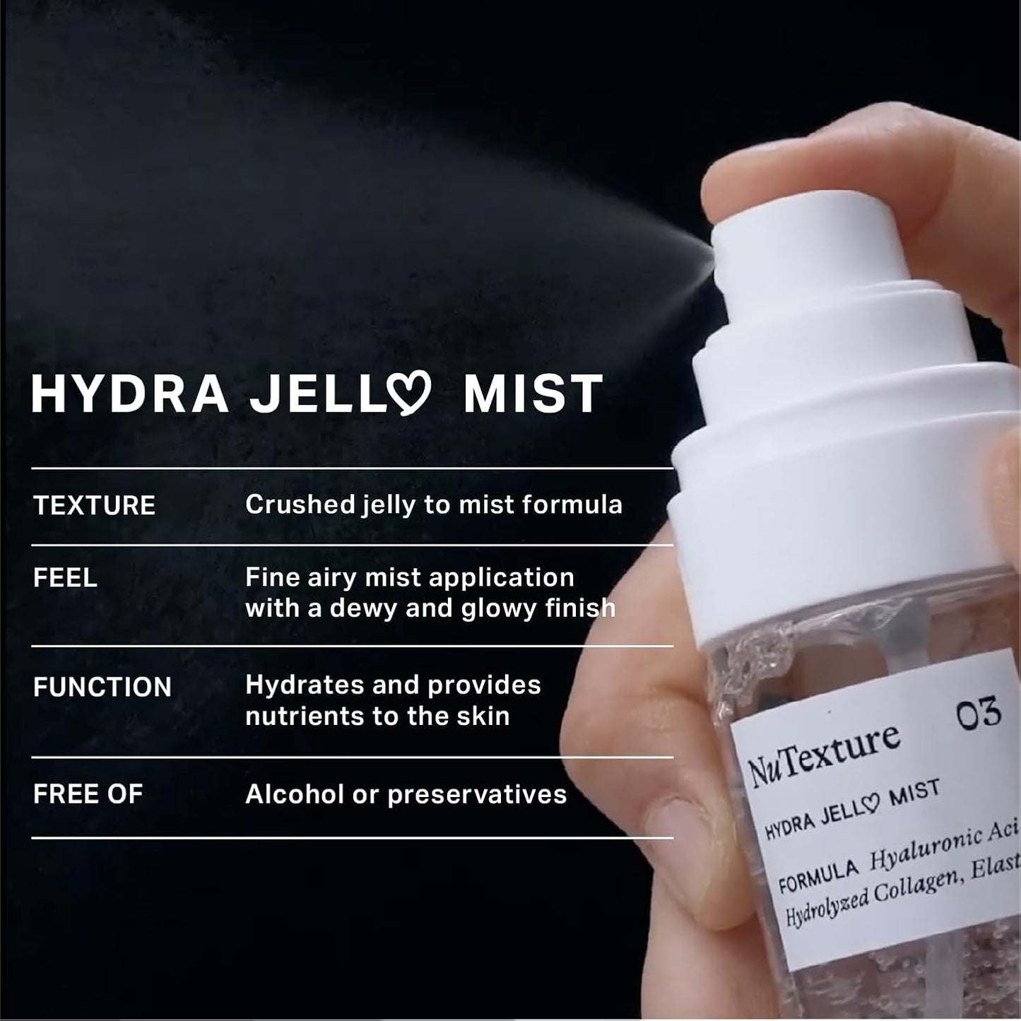 Jelloskin Hydra Jell Face Mist by AVA x NuTexture Hydrating Face Spray with Collagen, Hyaluronic Acid, Vitamin C & E