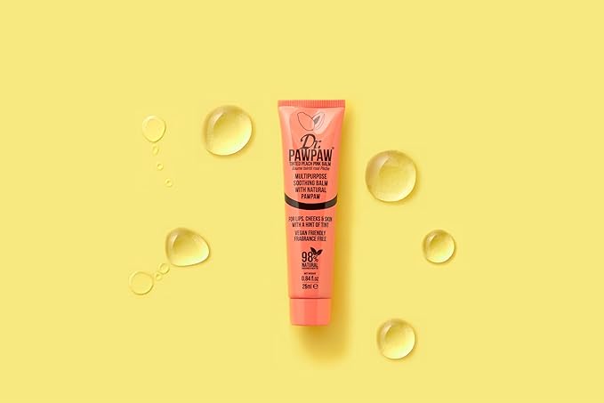 Tinted Peach Pink, Multi-Purpose Natural No Fragrance Balm for Hydrating Lips, Skin, Hair, Cuticles, Nails & Beauty Finishing (25 ml)