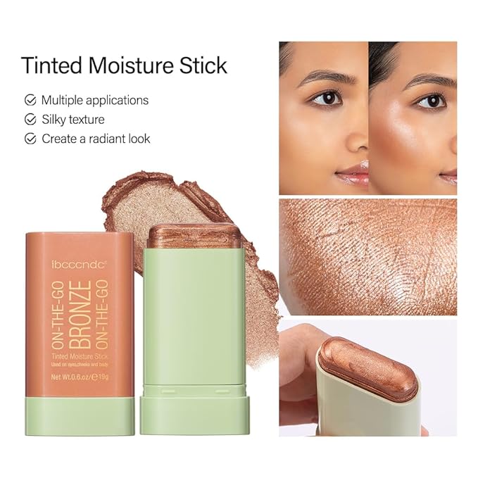 Cream Contour Stick,Multi-Use On The Go Bronzer Stick,Long-lasting Highlight Stick,Glow Bronzer Stick for Face,Lightweight and Blendable Contour Stick for Women (03# Rich Glow)