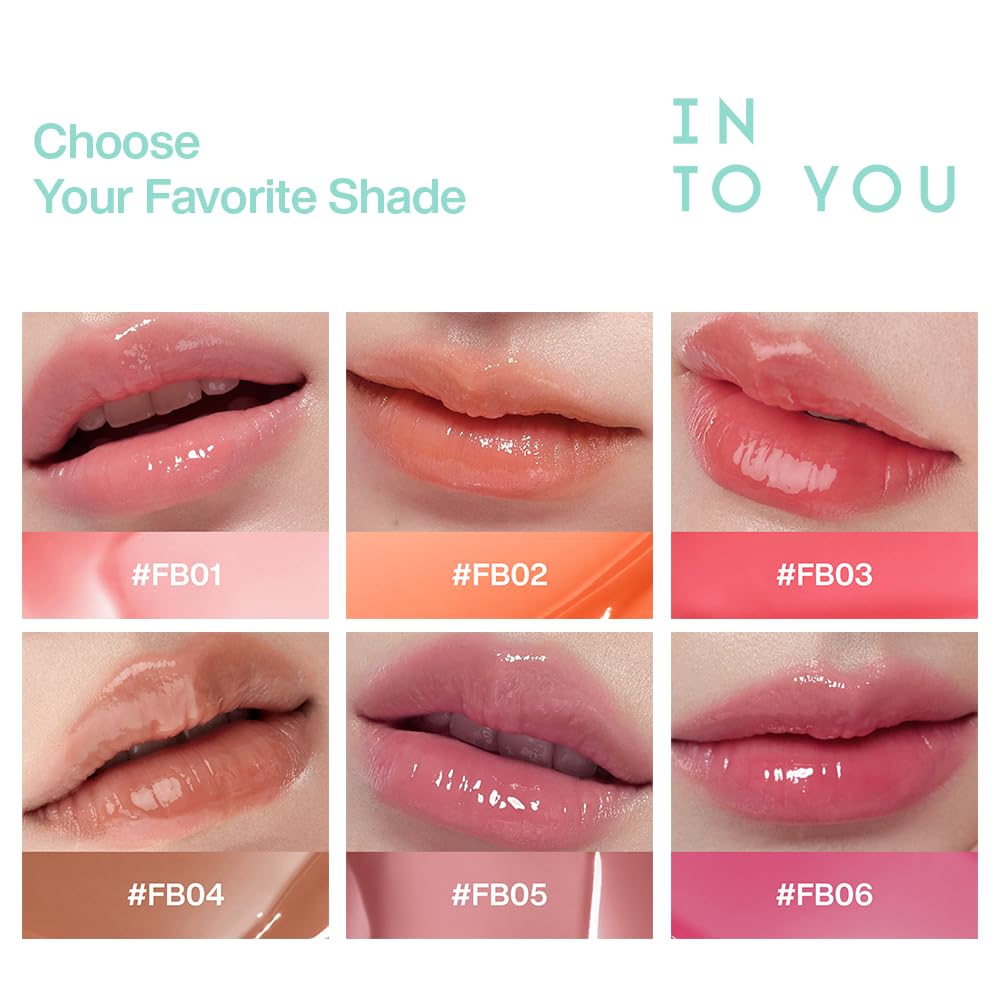 INTO YOU Frozen Glow Lip Balm, Hydrating Lip Gloss, Shine Finish, Nourishing Sheer Tint Pudding Pot with Vitamin E and Seed Oil, Plumping, Moisturizing Lip Makeup, 0.18oz, FB01 Pink Peach