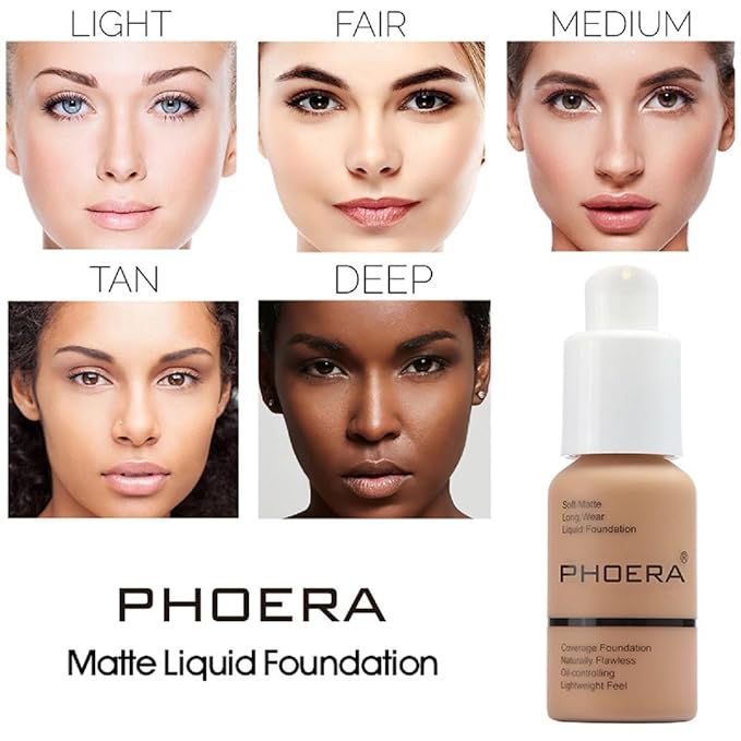 2 Pack PHOERA Foundation 106 Warm Sun Makeup,Full Coverage Foundation for Women and Girls