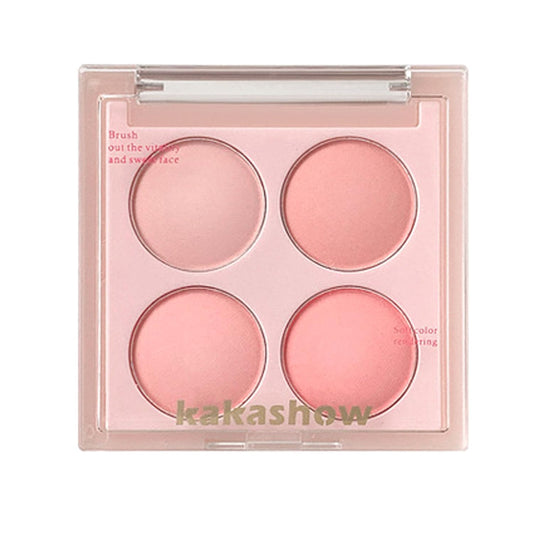 Matte Blush Powder Palette, Blending Mood Cheek, 4 Blendable Shades Korean Fairy Pink Blusher in Lightweight Smooth Powder, Vegan Makeup (Strawberry 1#, 1.84 ounces)