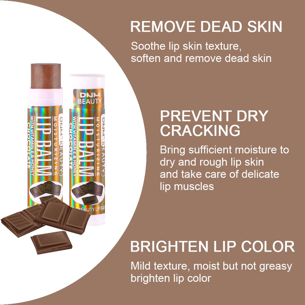 evpct 6Pcs Classic Fruit Flavour Flavored Lip Balm Set for Lip Care Chafed Chapped Cracked Lips,Natural Vitamin E Honey Aloe Vera Watermelon Mango Coconut Milk Apple Chocolate Moisturizing Lip Balm 2