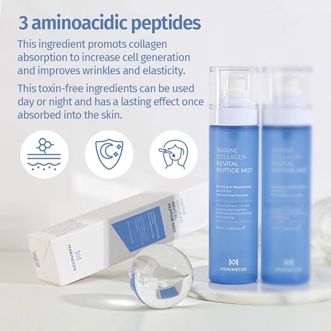Marine Collagen Revital Peptide Mist 120ml ใ
ฃ Fine Facial Spray for Hydration Soothing Glow ใ
ฃ Daily Moisture Mist with Centella and Peptides