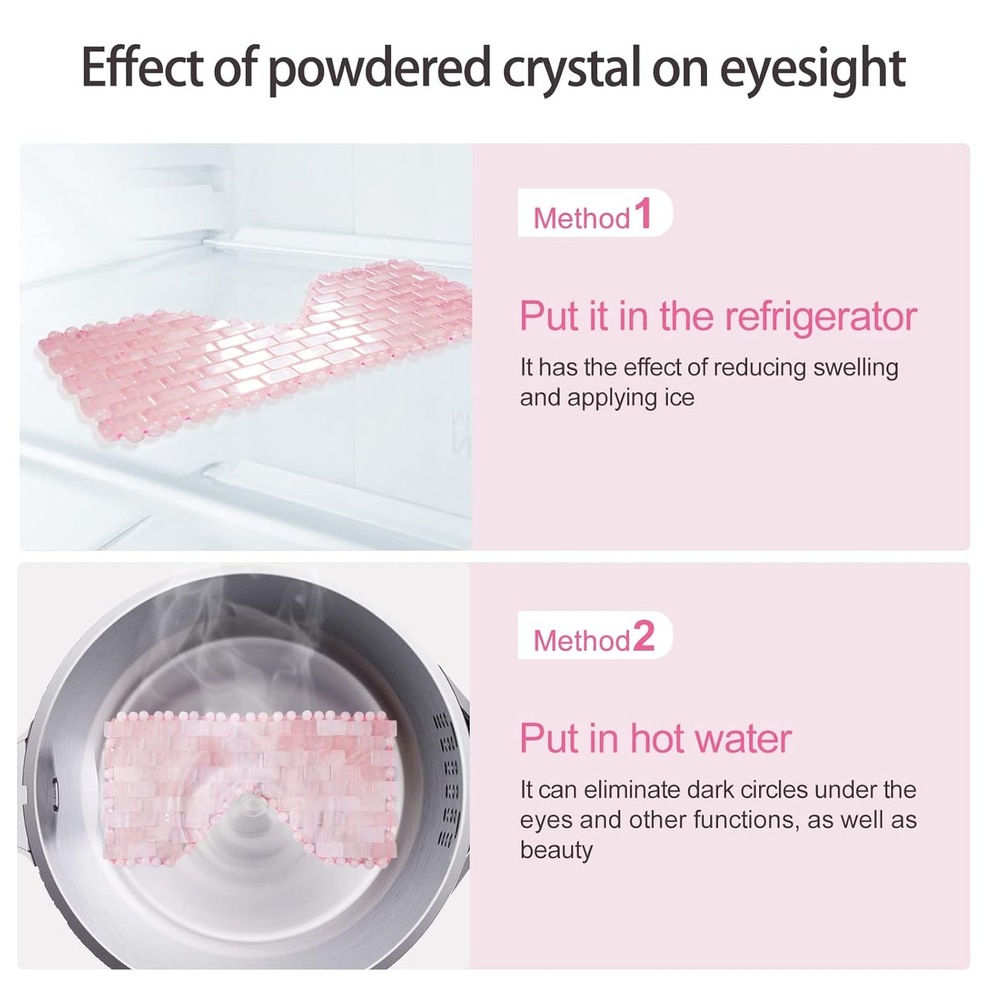 Jade Eye Mask, Rose Quartz Eye Mask,Gemstone Eye Mask Anti Aging Therapy Hot or Cold Using