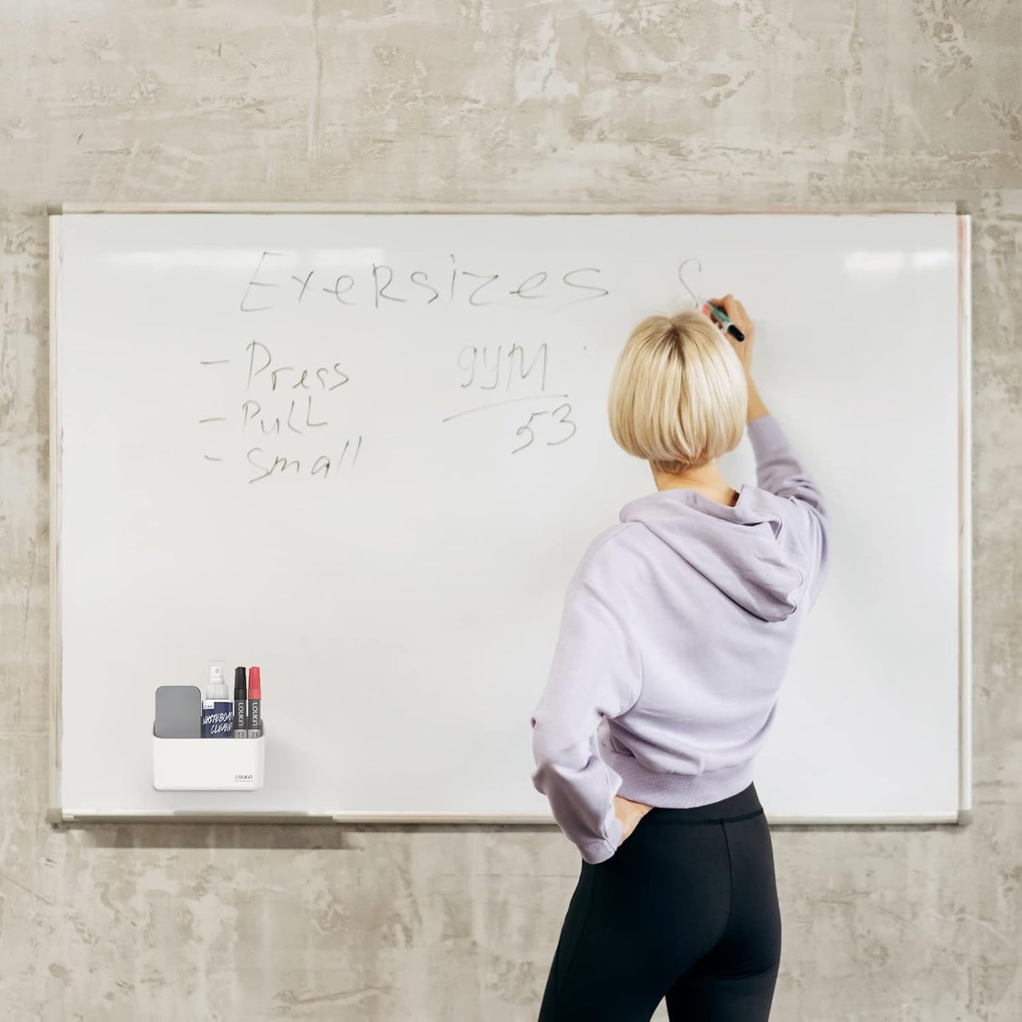 loukin Magnetic Marker Holder Set, Dry Erase Marker Holder, Dry Erase Accessory Tray Set (Includes 1 Eraser, 1 Cleaner, 2 Dry Erase Markers), Ideal for Office, School or Home Use(White)