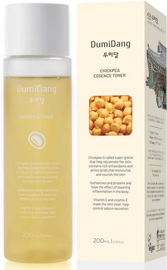 Chickpea Essence Toner - Korean Traditional Vegan Skincare Formula, Moisturizing and Anti-Aging with Fermented Chickpea Extract and 8 Types of Bean Complex, 200mL | 6.75fl.oz.