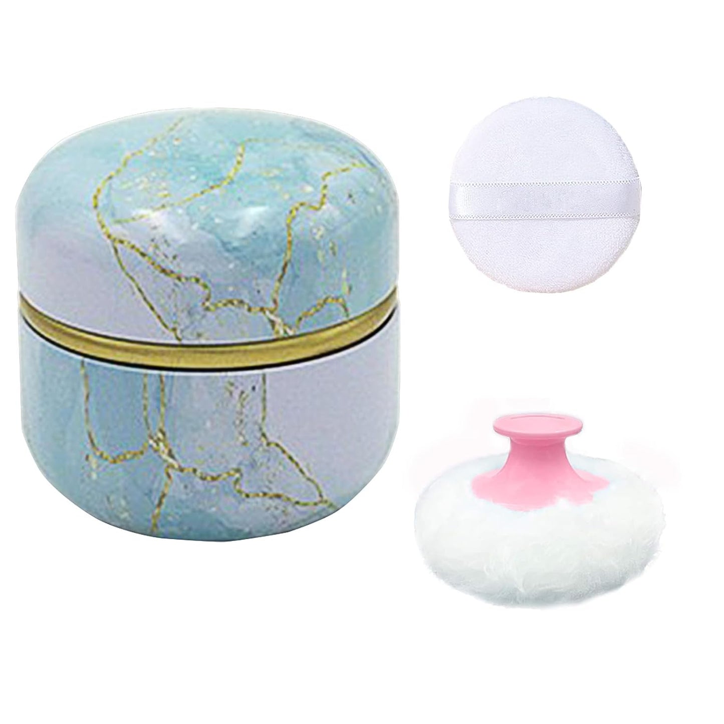Body Powder Puff and Container for Dusting Powder, Women Powder Puff and Powder Case for Bath and Travel (Sky Gilding)