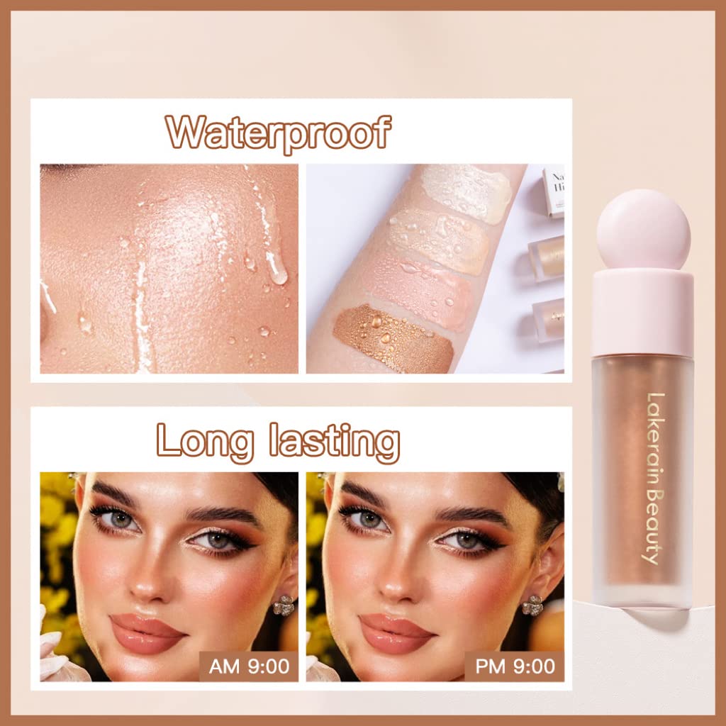 UNYOKE Liquid Highlighter, Highlighter makeup Stick,Makeup Highlighter Face Illuminator, Beauty Glow Highlight Body Shimmer, Waterproof Smooth Cream Highlighter, Longlasting Liquid Highlighter, Body Highlighter.-04#