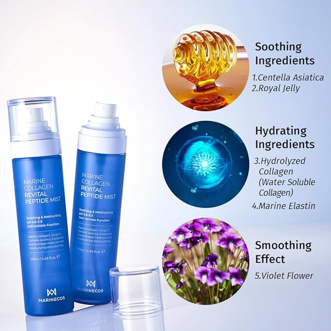 Marine Collagen Revital Peptide Mist 120ml ใ
ฃ Fine Facial Spray for Hydration Soothing Glow ใ
ฃ Daily Moisture Mist with Centella and Peptides