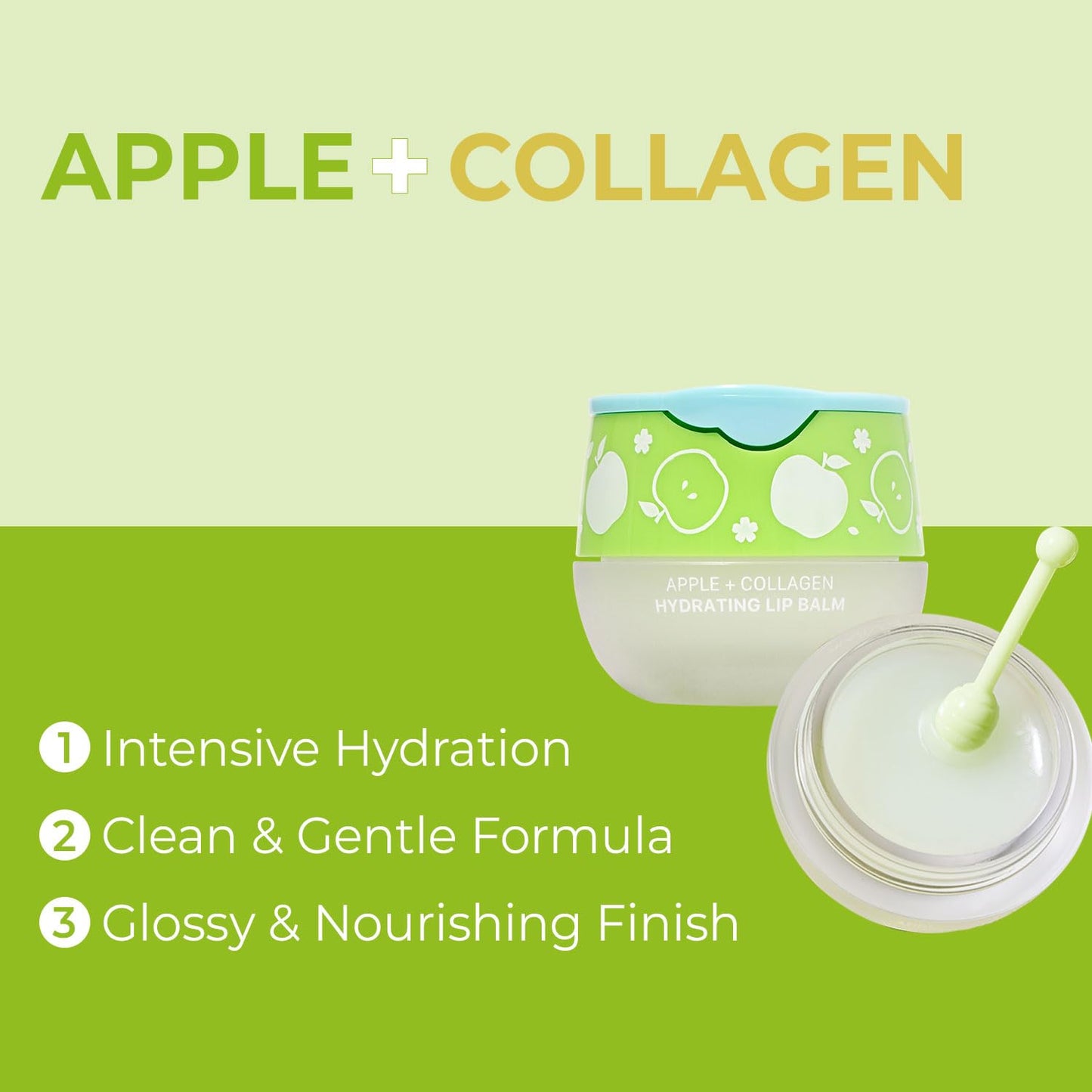 LOOK AT ME APPLE+COLLAGEN HYDRATING LIP BALM, Natural Ingredients, Korean Skin Care, Long-Lasting Moisture, Gifts For Women (0.2 fl.oz.)