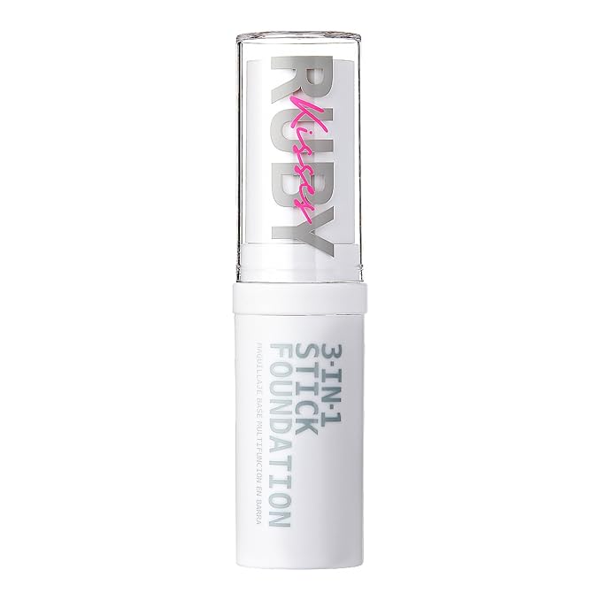 Ruby Kisses Natural Full Coverage 3-In-1 Stick Foundation. Easy to Apply, Hydrating, Lightweight, Long Lasting, Concealer and Contour Stick for Face Makeup (Cappuccino)
