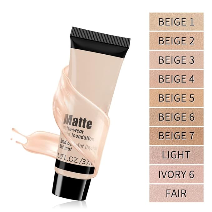 1 Pack Liquid Foundation Cream for Face Makeup,Durable Full Coverage Matte Concealer Make Up,Oil Control & Waterproof Base Primer -1 Fl.Oz-IVORY 6#
