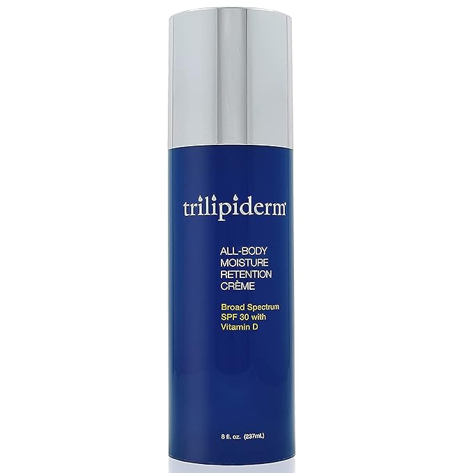 Trilipiderm All-Body Moisture Retention Crème w/SPF 30, Vitamin D - Broad Spectrum Face & Body Sunscreen, Non-Greasy Sun Lotion, Hydrating Sun Cream, Plant-Derived Lipids, Airless Pump Bottle - 8 Oz