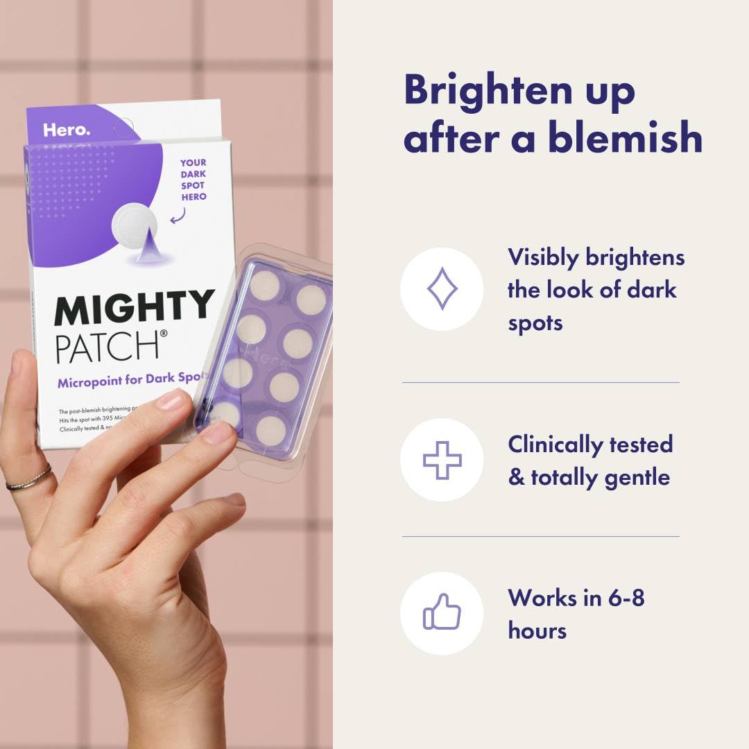 Hero Cosmetics Mighty Patch Micropointโข for Dark Spots - Post-Blemish Dark Spot Patch with 395 Micropoints, Dermatologist Tested and Non-irritating (8 Count)