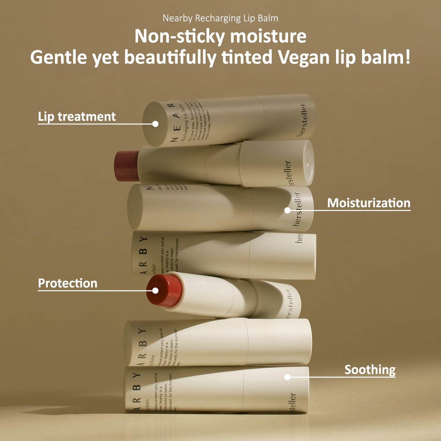 hersteller Nearby Recharging Lip Balm Vegan Butter Complex Intensive Moisturizing Treatment for Dry Lips and Cheek Natural Healthy Colors Red Origin