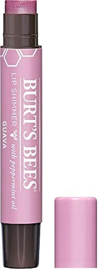 Burt's Bees Shimmer Lip Tint Easter Basket Stuffers, Tinted Lip Balm Stick, Moisturizing for All Day Hydration with Natural Origin Glowy Pigmented Finish & Buildable Color, Guava (4-Pack)