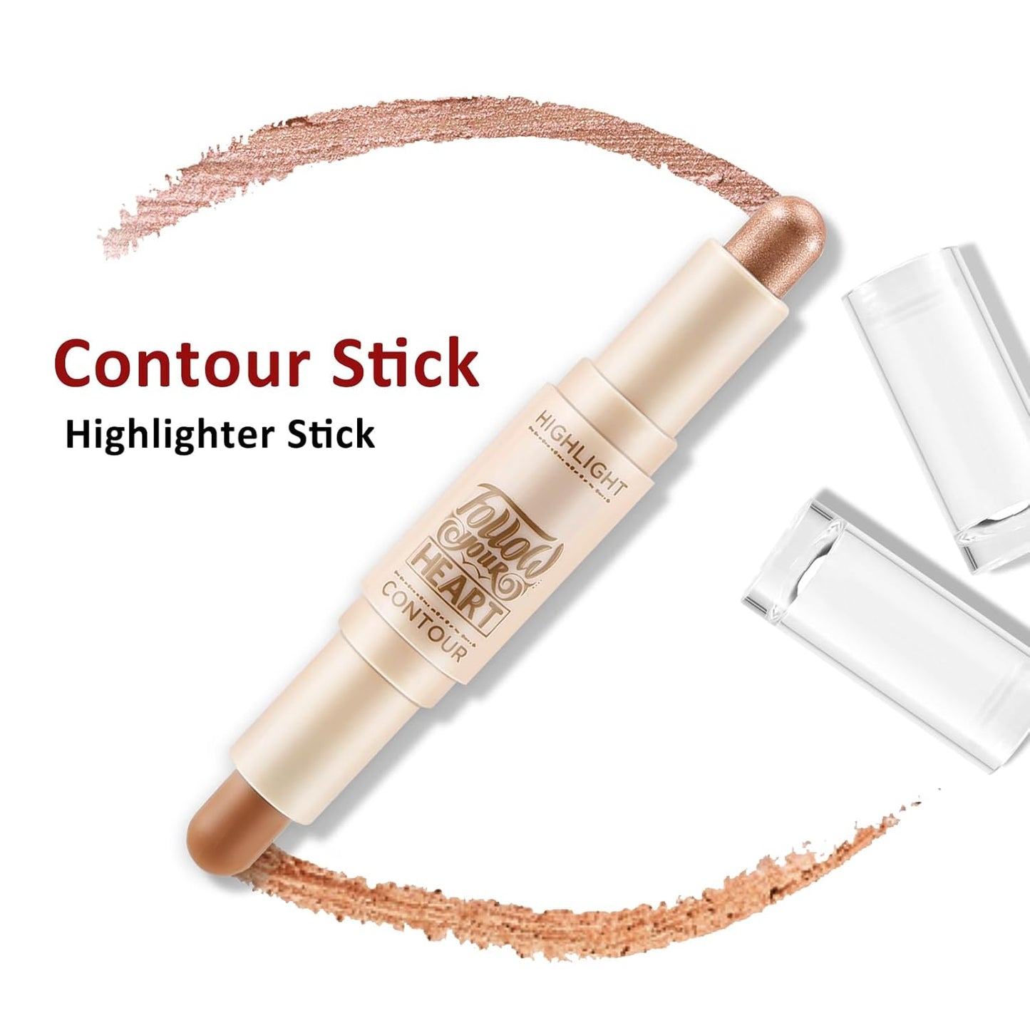 Boobeen 2 in 1 Contour Stick, Cream Bronzer Highlighter, Eyeshadow Pencil, Long-Lasting and Waterproof for All Areas of the Body