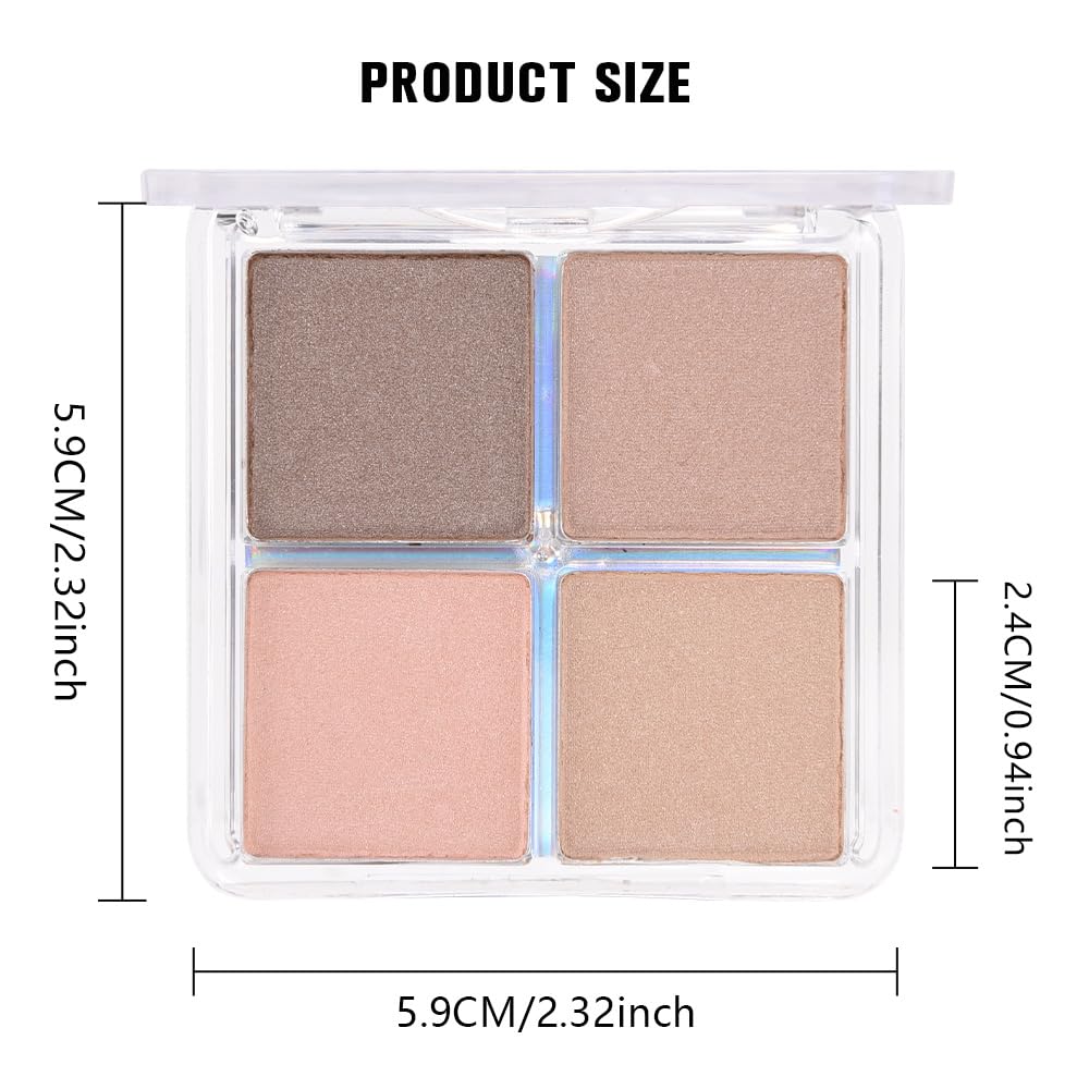 evpct Eyeshadow Quad Palette, Taupe Bronze Champagne Peach Pink Nude Glitter Shimmer Metallic Matte High Pigment Eye Shadow Palette Makeup for older Women, Smudge Proof Vegan Cruelty-free Sheerly Nude