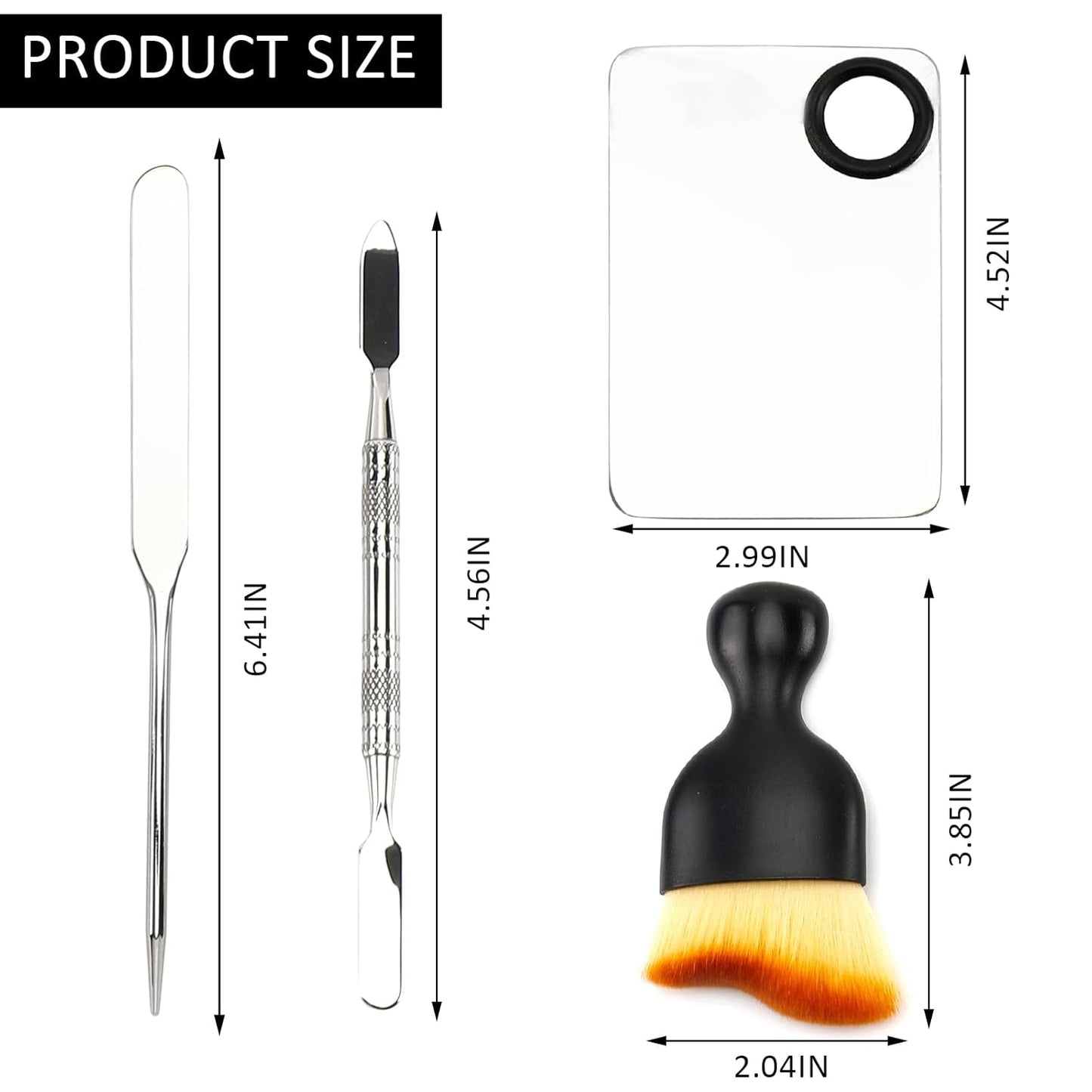 Makeup Spatula and Palette Set, Facial Makeup Tools, Including Eye Shadow/Eyelashes/Nail/Foundation With Makeup Mixing Palette + Blending Stick + Blending Spatula + Foundation Brush