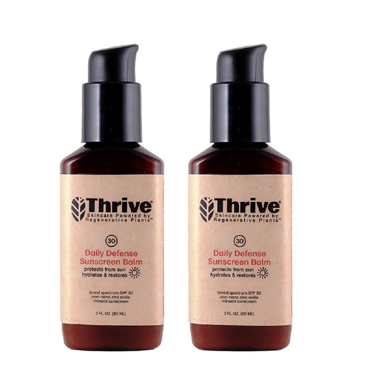 Thrive Natural Care Moisturizing Mineral Face Sunscreen SPF 30, 2 Ounces, Lightweight Moisturizer Broad-Spectrum Natural Face Sunblock with Clear Zinc Oxide & Antioxidants, Vegan Non Greasy, Pack of 2