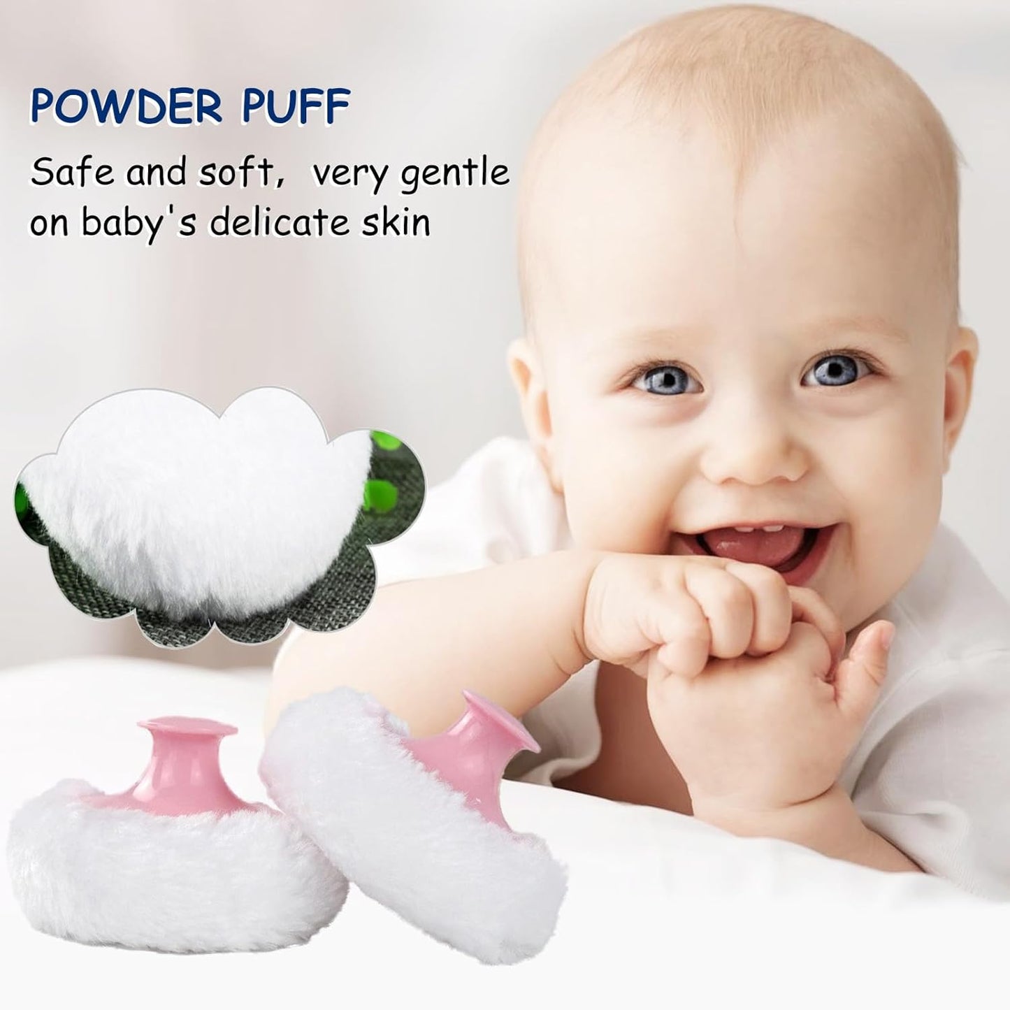 Body Powder Puff and Container for Dusting Powder, Women Powder Puff and Powder Case for Bath and Travel (Crane Black)