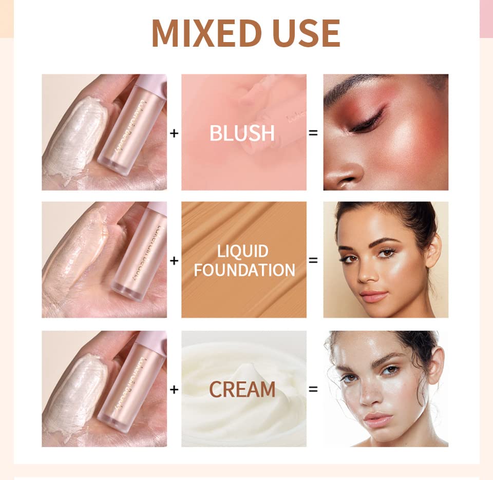 UNYOKE Liquid Highlighter, Highlighter makeup Stick,Makeup Highlighter Face Illuminator, Beauty Glow Highlight Body Shimmer, Waterproof Smooth Cream Highlighter, Longlasting Liquid Highlighter, Body Highlighter.-03#