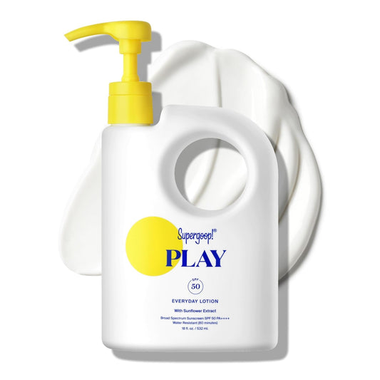 Supergoop! PLAY Everyday Lotion SPF 50 - Broad Spectrum Body & Face Sunscreen - Great for Active Days - Fast Absorbing, Water & Sweat Resistant - 18 fl oz