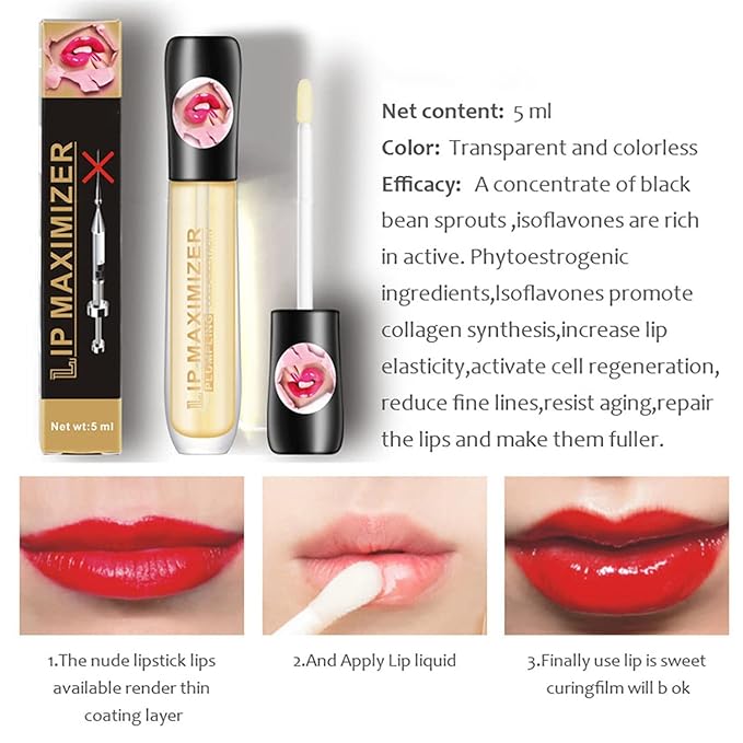 Vitamin E Lip Plumping Serum, Lip Hyaluronic Lip Plumper, Lip Plumping Serum Instant Lip Balm for Moisturize, Eliminate Dryness Wrinkles Enhances Plump Gloss (2PC)