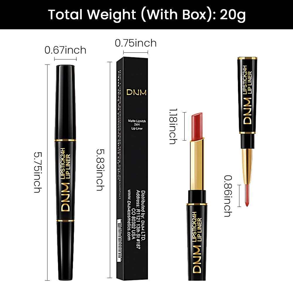 evpct 1Pcs Ruby Red Matte Lip Liner and Lipstick Combo Set Kit for Women, Magic Neutral Lipsticks 24 Hours Original Lipstick and Lips Liner Pencil Stain Gloss Makeup Long Lasting Waterproof, 25#