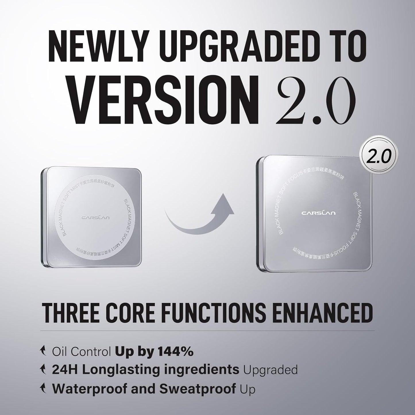 2.0 Black Magnet Soft Focus Powder, Waterproof Translucent Pressed Setting Powder, 24H Longlasting Talc-Free Face Powder, Oil Control Compact Makeup,01 Translucent For Dry&Com Skin, 0.28Oz