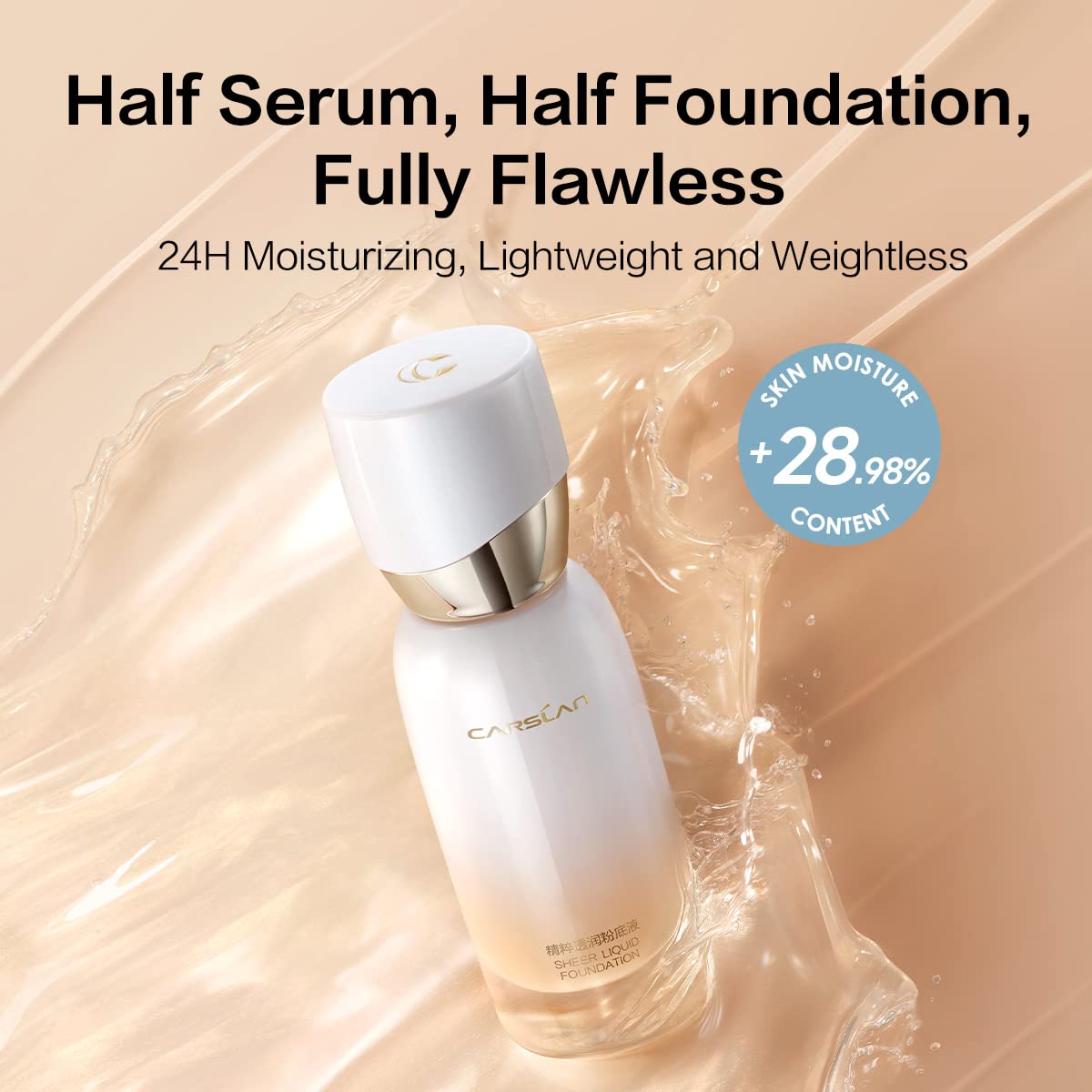 Sheer Liquid Foundation With Hydrating Serum, 24H Long-Lasting Moisturization, Medium Full Coverage, Anti-Aging, Build Dewy Health Skin, P02 Classic Ivory, 1 FlOz