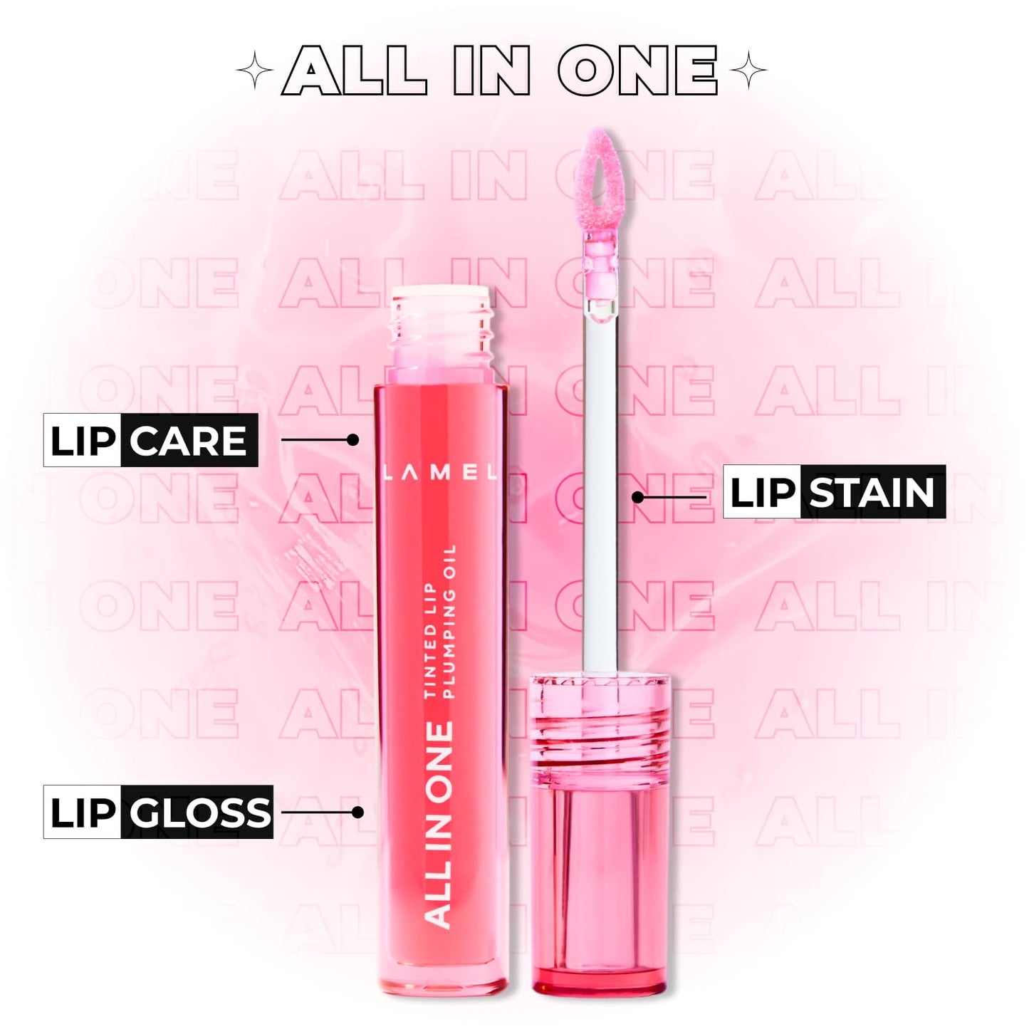 All-in-One Lip Oil - Lightweight, Tinted, Plumping, Hydrating Lip Gloss - Lip Balm for Day & Night Use, Long-Lasting Lip Stain, Lip Glow Oil, No-Sticky Gloss, Lip Plumper Tint - Peachy โ401