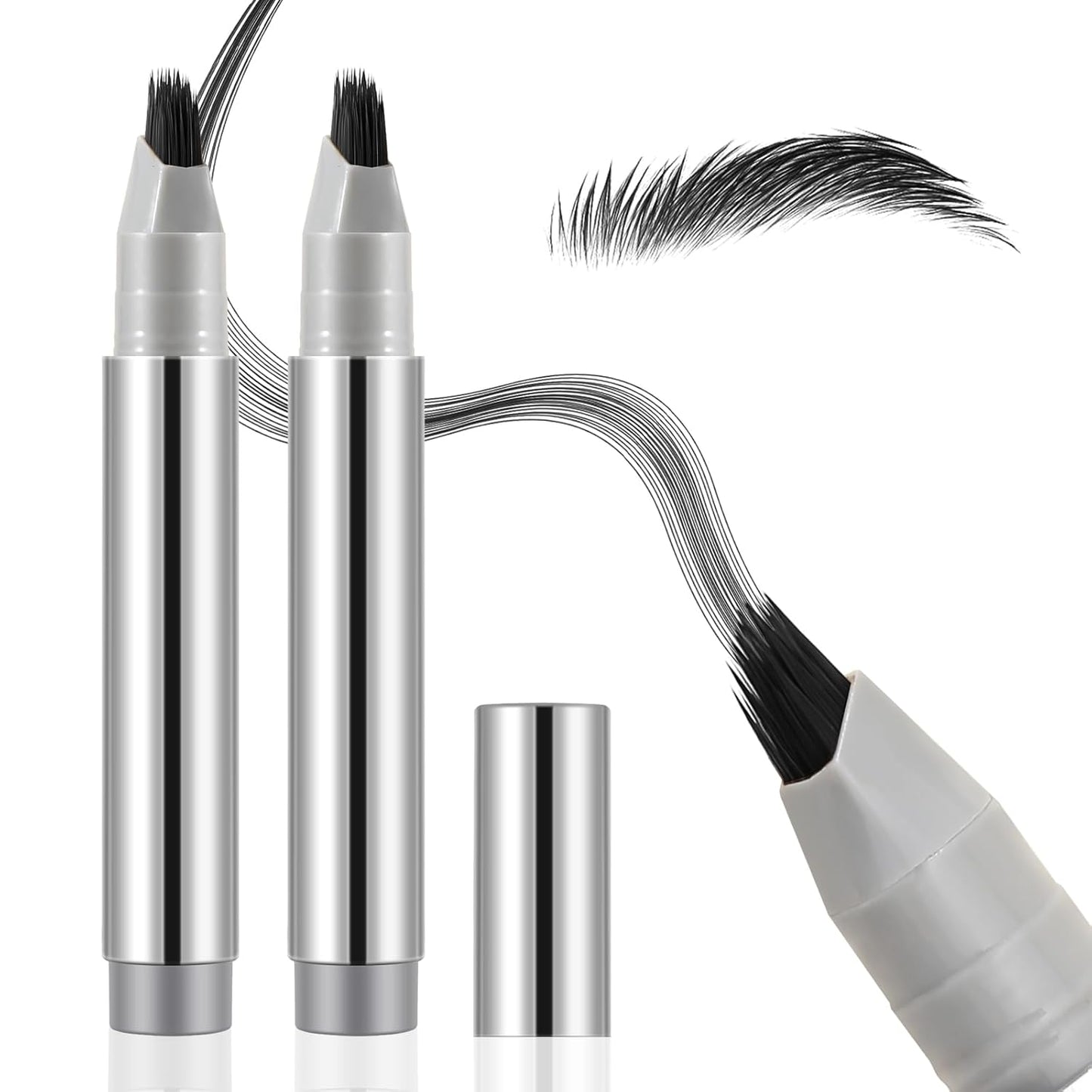 Boobeen 2pcs Brow Fection Eyebrow Pen,Liquid Microblading Eyebrow Pencils for Women,Angled Brush Waterproof Brow Pen for Hair-Like Strokes,Last All-Day,Beginner Friendly
