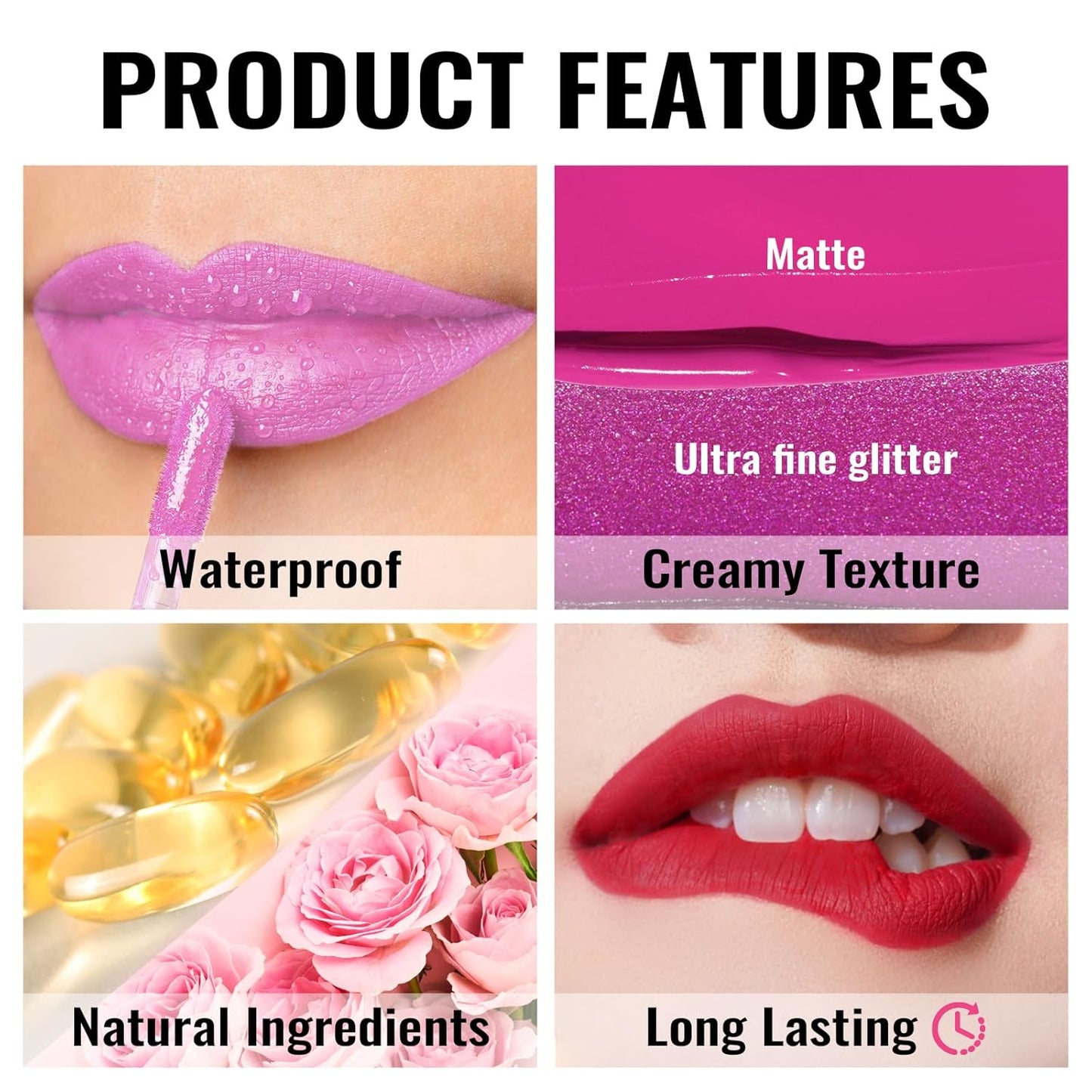 Oulac Matte Liquid Red Lipstick for Women, Deep Red Lip Gloss Creamy Matte Texture, Waterproof, Non-Stick Cup, Extra-Pigmented Lip Tint Stain with Vitamin E & Rose Oil, Vegan, Cruelty-Free, M01